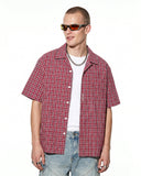 Plaid Script Embroidered Short-Sleeve Shirt | Inflation Streetwear INFLATION