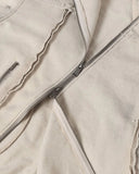 Diagonal Zipper Acid-Washed Hoodie | INFLATION Streetwear INFLATION