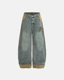 Leopard Pactchwork Embroidery Baggy Jeans | Inflation Streetwear INFLATION