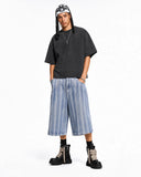 relaxed fit woven texture jorts