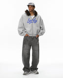 Faux Fur Collar Zip Up Hoodie Jacket  | Inflation Streetwear INFLATION