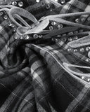 Rhinestone Script Plaid Barrel Pants | Inflation Streetwear