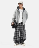 Rhinestone Script Plaid Barrel Pants | Inflation Streetwear