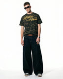 Camo Cursive Print Boxy Tee | Inflation Streetwear INFLATION