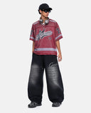 Faded Embroidered Script Barrel Sweatpants