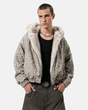 leopard print bomber jacket with zip closure
