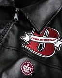 Embroidery Faux Leather Racing Jacket | Inflation Streetwear INFLATION