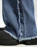 Blue Frayed Acid Wash Pants | Inflation Streetwear INFLATION
