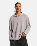 Washed Johnny Collar Boxy  Waffle Polo Shirt | Inflation Streetwear