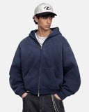 Monkey Washed Fleece Boxy Zip Up Hoodie | Inflation Streetwear