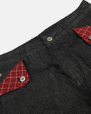 Plaid Patchwork Cinch Back Baggy Jeans | Inflation Streetwear