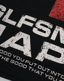 white back lettering and waffle texture detail
