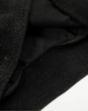 close-up of ribbed cuff on black streetwear hoodie