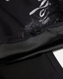 faux fur trim and hem detail on black sweatpants