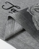 sleeve cuff detail on gray waffle long sleeve t shirt