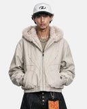 Faux Fur Collar PU Leather Jacket | Inflation Streetwear
