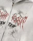 INFLATION Washed Graphic Zip Up Hoodies INFLATION