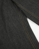 contrast side seam detail on dark denim jeans