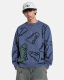Dinosaur Graphic Crew Neck Knit Sweater | Inflation Streetwear