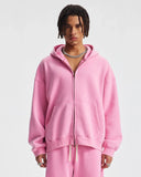 Boxy Fit Acid Washed Fleece Zip Up Hoodies | Inflation Streetwear INFLATION