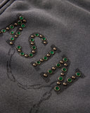 Gothic Rhinestone Washed Zip Up Hoodie | Inflation Streetwear