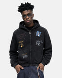 Graffiti Washed Zip Up Hoodie | Inflation Streetwear