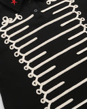 military inspired decorative cord detail on black polo