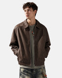 Minimalist PU Leather Zip Up Jacket | Inflation Streetwear