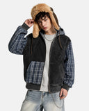 Plaid Patchwork Boxy Zip Up Hoodie | Inflation Streetwear