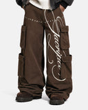 Script Graphic Wide Leg Cargo Pants | Inflation Streetwear