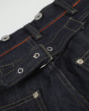 Paris buckle back waist detail on raw jeans