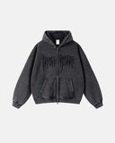 Gothic Acid Wash Zip Up Hoodies | Inflation Streetwear INFLATION