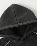 Washed Reflective Piping Boxy Hoodie | Inflation Streetwear