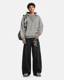 Washed Quarter-Button Boxy Hoodie | Inflation Streetwear