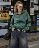 INFLATION Washed Distressed Fleece Zip Up Hoodies INFLATION