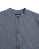 air layer short sleeve cardigan with ribbed trim detail