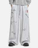 Glossy Graphic Wide-Leg Sweatpants | Inflation Streetwear