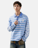 Cross Graphic Striped Polo Shirt | Inflation Streetwear