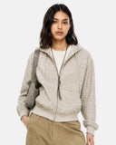 Fuzzy Stripe Boxy Zip Up Hoodie | Inflation Streetwear