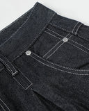 Contrast Stitching Raw Baggy Jeans | Inflation Streetwear INFLATION