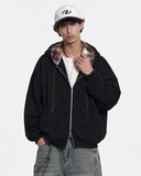 Reversible Plaid Boxy Zip Up Hoodie | Inflation Streetwear