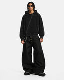 Washed Boxy Asymmetric Zip Up Hoodie | Inflation Streetwear