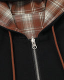 Reversible Plaid Boxy Zip Up Hoodie | Inflation Streetwear