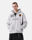Retro Graphic Boxy Zip Up Hoodie | Inflation Streetwear