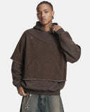 Washed Layered Raw Edge Boxy Hoodie | Inflation Streetwear