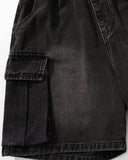 Washed Denim Cargo Shorts with Drawstring | Inflation Streetwear INFLATION