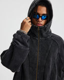 Distressed Stiching Aicd Wash Zip Up Hoodies | Inflation Streetwear INFLATION