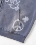 INFLATION Graffiti Washed Zip Up Hoodies INFLATION