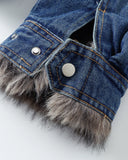Faux Fur Padded Boxy Denim Jacket | Inflation Streetwear