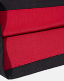 red interior fabric detail on black t shirt